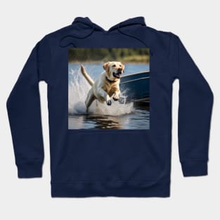 Yellow Lab Running in Water Hoodie